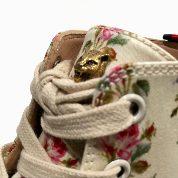 GUCCI 'BLIND FOR LOVE' FLORAL PRINT HIGH TOP SNEAKERS -WOMEN’S US 7 -NEW - Picture 9 of 10